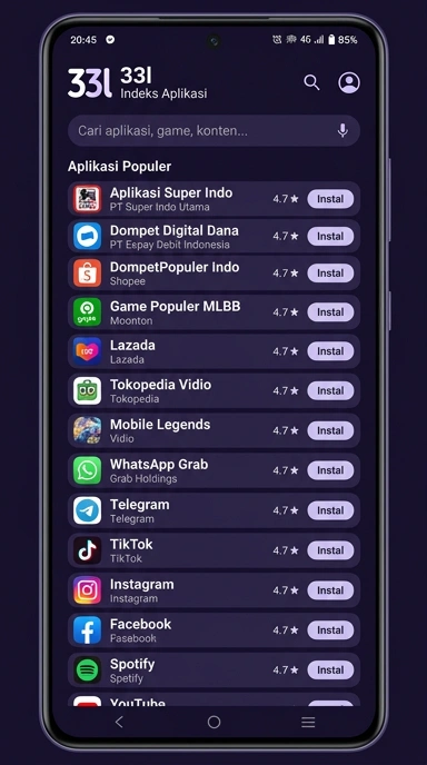 33l — Katalog Aplikasi Populer & Kanal Uji Terpercaya