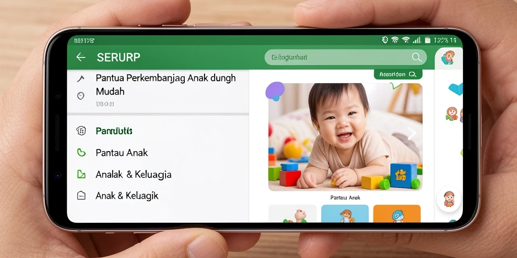 Tampilan antarmuka SERURP yang sederhana dan intuitif untuk Pantau Anak.
