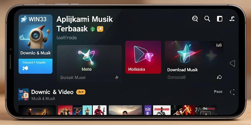 Antarmuka aplikasi WIN33 yang mudah digunakan untuk Download Musik.
