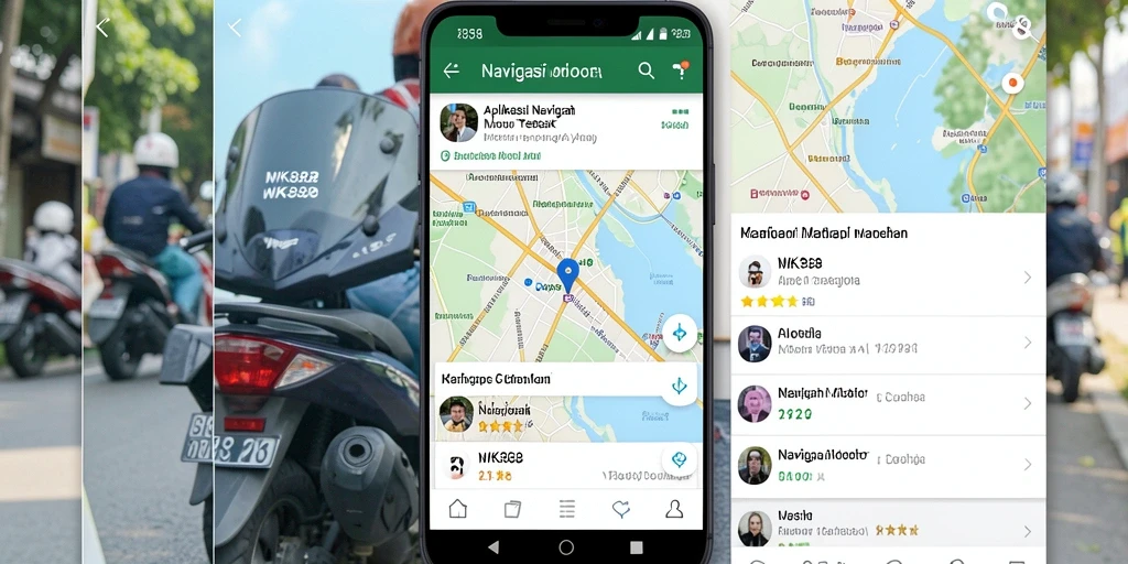 Tampilan antarmuka aplikasi WK888 untuk Navigasi Motor yang menarik dan informatif.