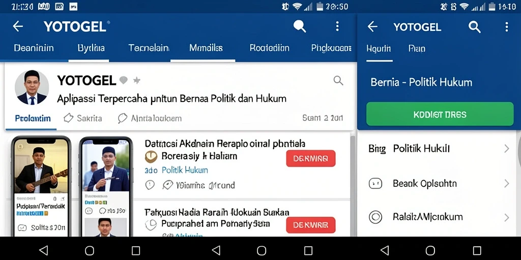 Antarmuka YOTOGEL yang menunjukkan berita Politik dan Hukum.